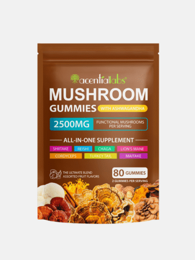 Mushroom Gummies 2500mg with Ashwagandha | 80 Vegan Gummies