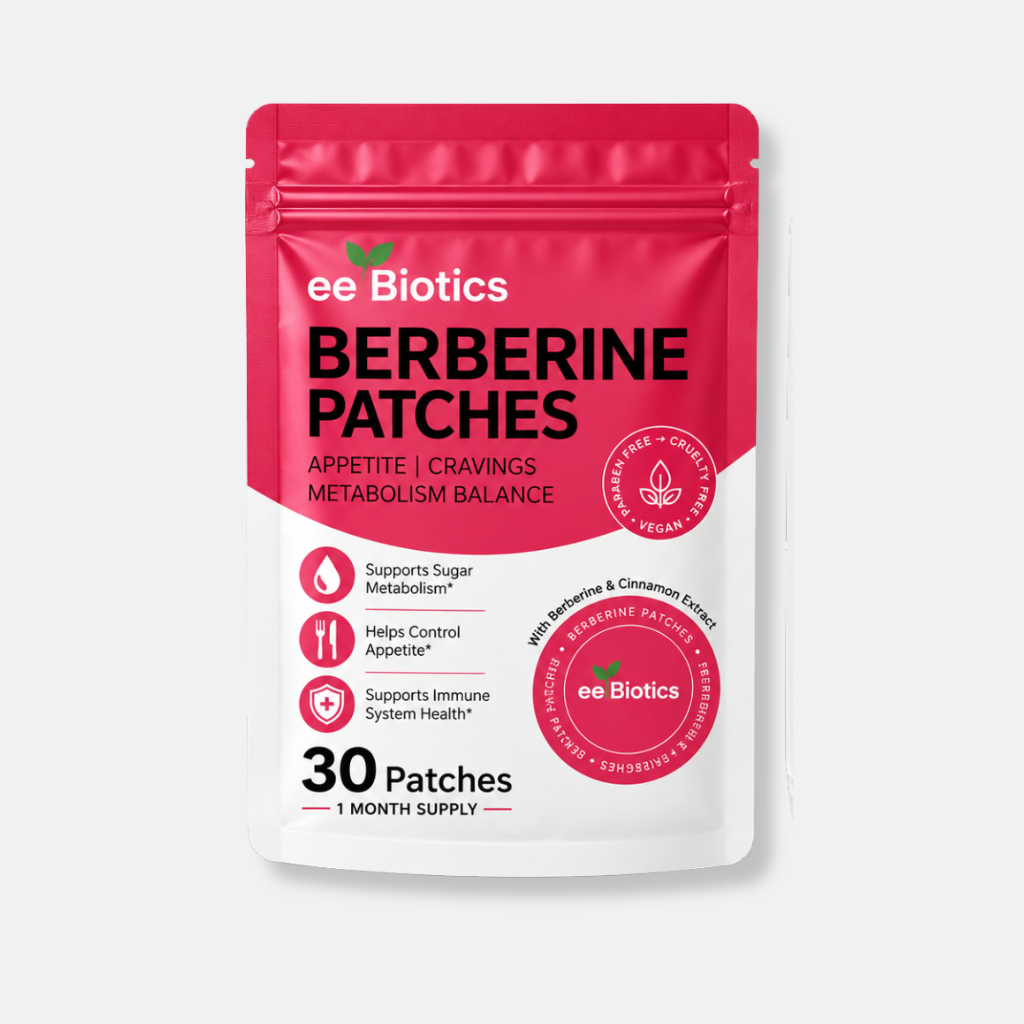 EE Biotics Berberine Patches 30-pack pouch on white background UK